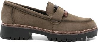 Tamaris 35mm buckle-detail platform loafers - women - Fabric/Calf Suede/Polyurethane/Calf Leather/Rubber - 40 - Green