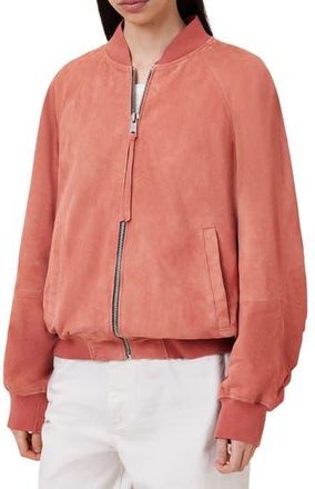 AllSaints Dana Suede Bomber Jacket in Burnt Brick Red at Nordstrom Rack, Size Medium