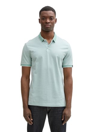 Tom Tailor Denim Poloshirt TOM TAILOR DENIM, Herren, Gr. S, sea foam two tone, Obermaterial: 100% Baumwolle, kontrastfarbene Details, unifarben, regular fit taillenbed