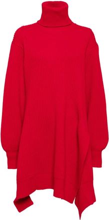 Yohji Yamamoto roll-neck asymmetric jumper - women - Nylon/Wool - 2 - Red