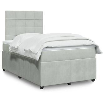 vidaXL Vidaxl - Cama Box Spring Con Colch&oacute;n Terciopelo Gris Claro 120x190 Cm