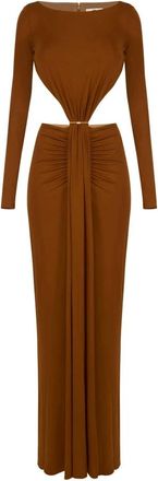 Elisabetta Franchi Red Carpet-jurk van jerseystof met cut-outs - Dames - Jurken - Bruin - Maat: S Jersey