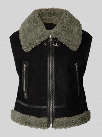 Marc O'Polo Denim Marc OPolo Denim Lederweste mit seitlichen Reißverschlusstaschen in Black, Größe M