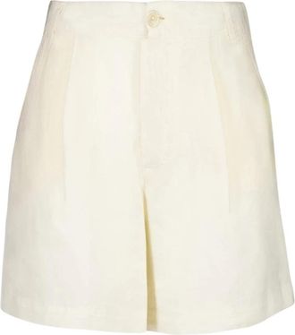 120% Lino Linnen Shorts in Ecru - Dames - Bermuda - Beige - S - Linnen - Korte Broeken