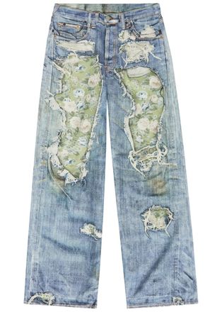 Acne Studios Printed Wide-leg Jeans - Blue Denim Other - 36 (W36 / XL)