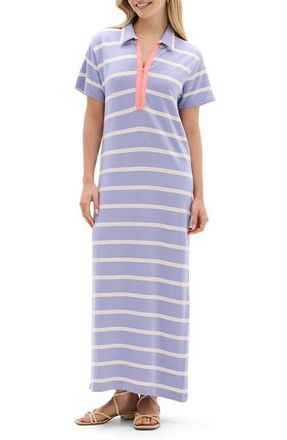 Hatley Stripe Quarter Zip Shift Dress in Pale Iris at Nordstrom, Size X-Small