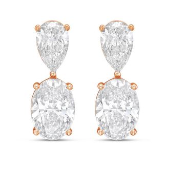 Diana M. Jewels 14K Rose Gold 20.00 Cts of Lab grown pear and oval shape diamond drop earrings