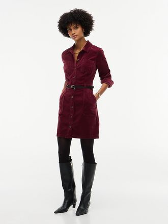 Tommy Hilfiger Womens Stretch Corduroy Utility Mini Dress - Burgundy - XXL