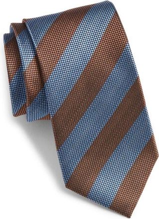 Nordstrom Stripe Silk Tie in Blue- Brown at Nordstrom