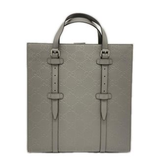 Gucci Gray Leather Handbag Tote Bag (Pre-Owned)