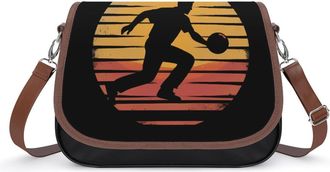 Generic Vintage Man Silhouette Bowling Womens Crossbody Bag Fashion Shoulder Handbags Message Tote Bag with Adjustable Strap