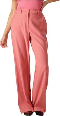 Minus Roze Straight Leg Broek Livina - Dames - Wijde Broeken - Roze - M - Broeken