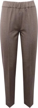 D.exterior Wollen Mix Lurex Broek met Elastische Taille - Dames - Regular Fit Jeans - Bruin - XS - Wol - Jeans