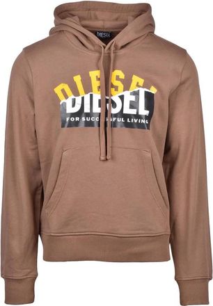 Diesel Brown Cropped Cotton Hoodie