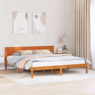vidaXL Vidaxl - Estructura De Cama Marr&oacute;n 200 X 200 Cm Madera Maciza De Pino