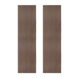 MonsterShop Acoustic Slat Wall Panels x 2 - Dark Walnut in Brown