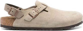 Birkenstock Clogs, male, Green, Size: 13 US Taupe Suede Almond Toe Clogs
