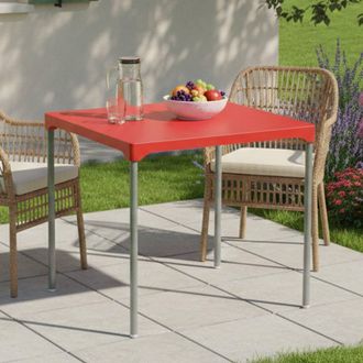 Dmora Mesa Para Exteriores Brownstown, 4 Plazas, Mesa Fija Cuadrada Hecha En Italia, M&aacute;x. 75 Cm, 75x75x72h Cm Rojo