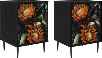 vidaXL Mesa De Noche Lochem 2 Uds. Roble Negro 36 X 33 X 51 Cm Vidaxl