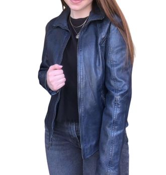 Mauritius Else Rf Leather Jacket In Navy