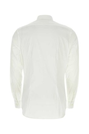 Prada Mens White Stretch Poplin Shirt Bianco Camicie