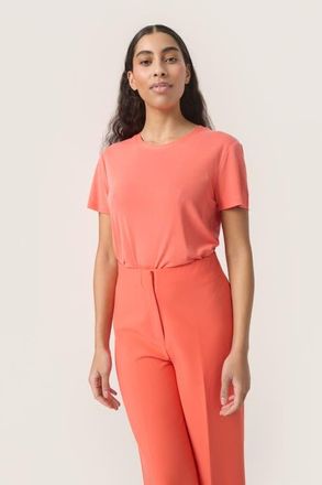 Soaked In Luxury Columbine Short Sleeve T-Shirt in Hot Coral at Nordstrom, Size X-Large