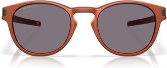 Oakley Latch 53mm Prizm Polarized Round Sunglasses in Matte Fire Orange /Grey at Nordstrom