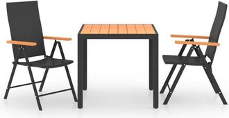 vidaXL Juego De Comedor Para Jard&iacute;n 3 Piezas Negro Y Marr&oacute;n Vidaxl