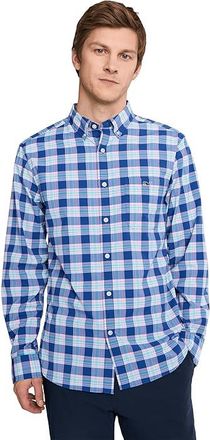 Vineyard Vines Coconut Key Plaid Featherweight Performance Shirt Mens Clothing Royal Ocean : MD, Nylon/Spandex