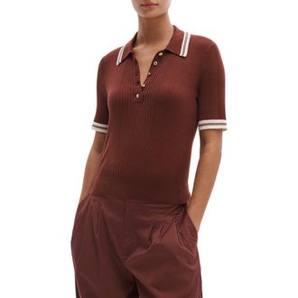 Rag & Bone Laurie Tipped Cotton & Cashmere Polo in Rosewood at Nordstrom, Size Xx-Small