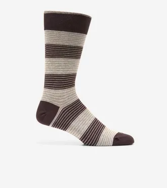 Cole Haan Mens Multi Stripe Dress Crew Socks - Brown