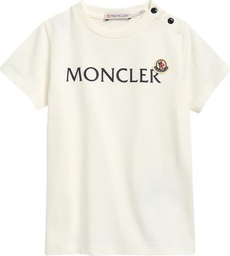 Moncler Kids Logo Patch Short Sleeve T-Shirt in White at Nordstrom, Size 18-24M