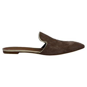 Malone Souliers Pre-owned Womens Marianne Pointed-Toe Flat Mules in Brown Suede - Mocha - Size EU 40