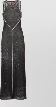Diesel linen sleeveless cutout logo midi dress