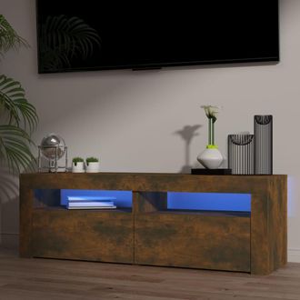 vidaXL Mueble De Tv Con Luces Led Roble Ahumado 120x35x40 Cm Vidaxl