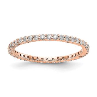 Diamond2Deal 14k Rose Gold Polished Shared Prong 1/2 Ct Diamond Eternity Band Ring