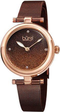 B&uuml;rgi Crystal Brwon Dial Mesh Ladies Watch BUR231BR