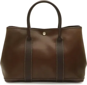 Herm&egrave;s Garden Khaki Brown Amazonia Leather Handbag Tote Bag (Pre-Owned)