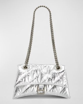 Balenciaga Crush Small Quilted Metallic Chain Shoulder Bag