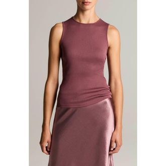 Vince Sleeveless Cotton Rib Shell in Deep Mauve at Nordstrom, Size Xx-Small