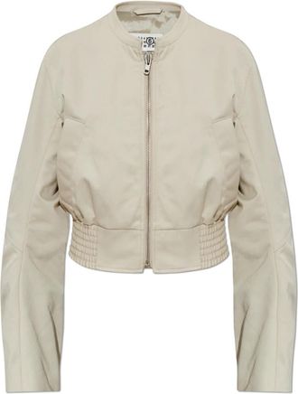 Maison Margiela Cropped Bomber Jacket - Dames - Bomber jackets - Beige - S - Katoen - Jassen