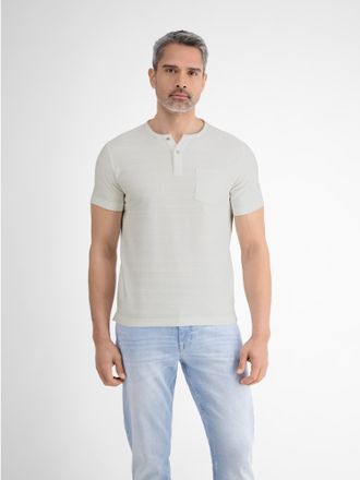 Lerros Henleyshirt LERROS LERROS Serafino-Shirt, sommerlich-tonal gestreift, Herren, Gr. XXL, weiss (broken wei&szlig;), 100% Baumwolle, Rundhals, Shirts Henleyshi