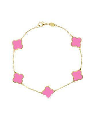 Italian Gold, Inc 14K Pink Agate Clover Stackable Bracelet