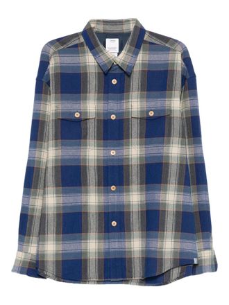 Visvim Lumber check long-sleeve shirt - men - Wool/Linen/Flax - 3 - Blue
