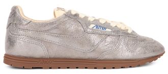 Autry Laminated Crackled Leather Sneakers - Silver