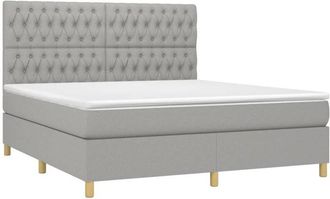vidaXL Vidaxl - Cama Box Spring Colch&oacute;n Y Luces Led Tela Gris Claro 180x200 Cm