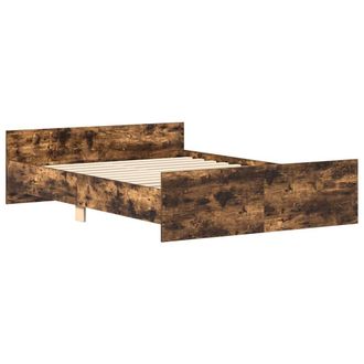 Berkfield Home Durable Bed Frame with Headboard & Footboard Smoked Oak 120x190 in Brown | Size: Small Double