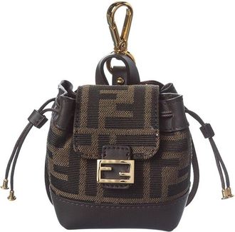 Fendi Fendi Nano Ff Jacquard & Leather Backpack Charm