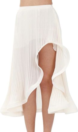 Simona Corsellini White Polyester Asymmetric Pleated Skirt