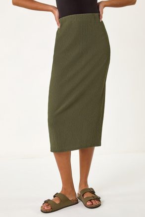 Roman Textured Stretch Midi Skirt
